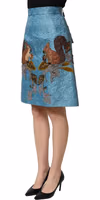 Blue Jacquard Embroidered A-line Skirt 3
