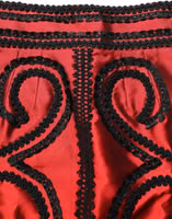 Red Soutache Embroidery A-line Mini Skirt 1