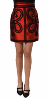 Red Soutache Embroidery A-line Mini Skirt 2