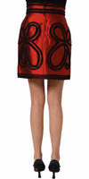 Red Soutache Embroidery A-line Mini Skirt 4