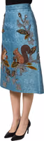 Blue Jacquard Embroidered A-line Midi Skirt 3