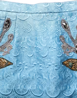 Blue Jacquard Embroidered A-line Midi Skirt 5