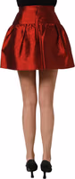 Red Silk Satin Bubble High Waist Mini Skirt 4