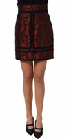 Red Black Floral Lace Jacquard Mini Skirt 2