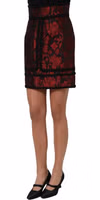 Red Black Floral Lace Jacquard Mini Skirt 3