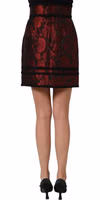 Red Black Floral Lace Jacquard Mini Skirt 4