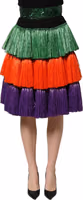 Multicolor Fringed High Waist Knee Length Skirt 1