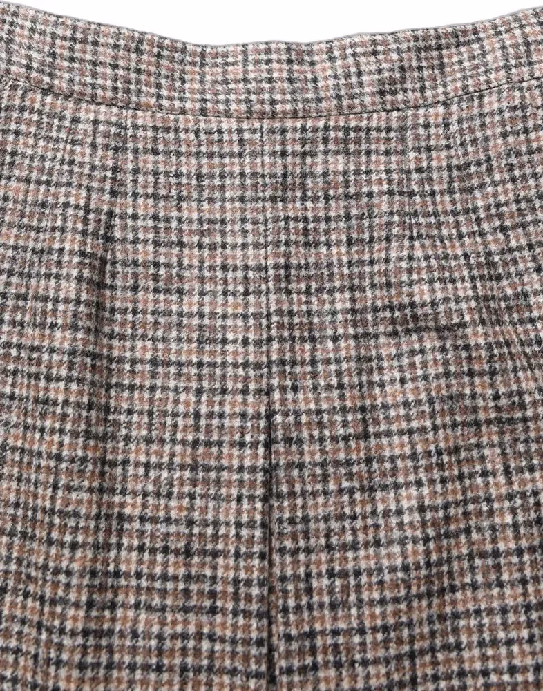 Brown Tweed High Waist A-line Mini Skirt