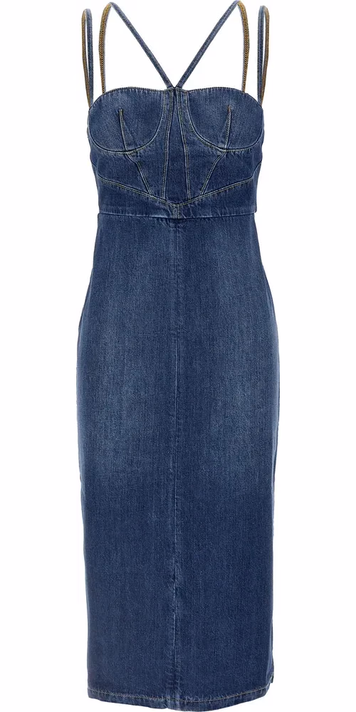 Blue Cotton Midi Dress