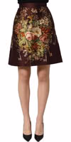 Burgundy Floral HighWaist A-line Mini Skirt 2
