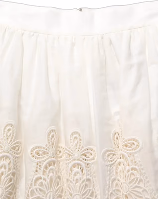 White Floral Embroidered A-line Mini Skirt