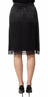 Black Lace Trimmed Satin Side Slit Skirt 4