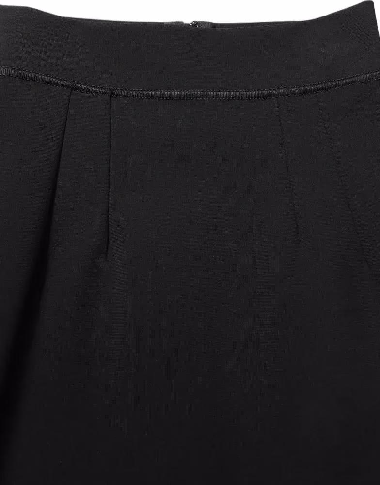 Black Nylon High Waist Fit Sheath Mini Skirt