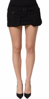 Black Cotton Mid Waist A-line Mini Skirt 2