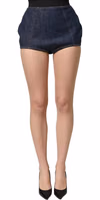 Blue Cotton High Waist Denim Hotpants Shorts 1