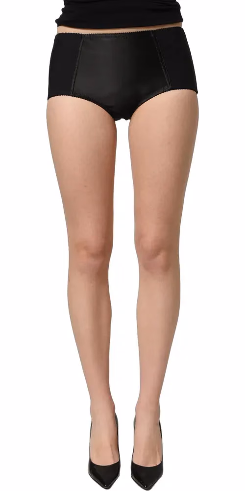 Black Low Waist Satin Culotte Hotpants Shorts