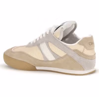 Beige Calf Leather Bos Taurus Athletic Sneakers 3