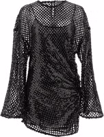 Black Polyester Short Dress 1