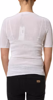 White Floral Lace Knit Fabric Short Sleeves Blouse Top 4