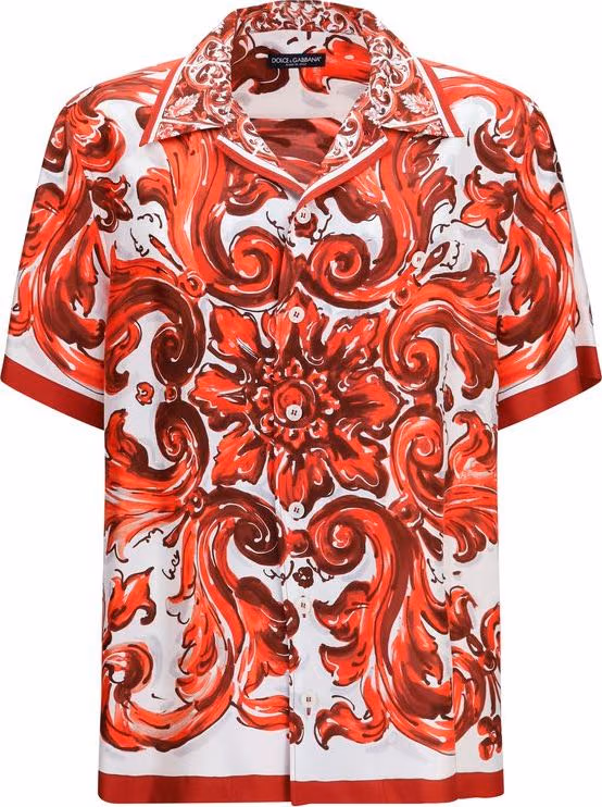Red Silk Pattern Shirt
