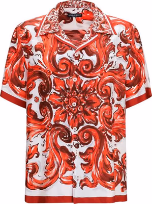 Red Silk Pattern Shirt