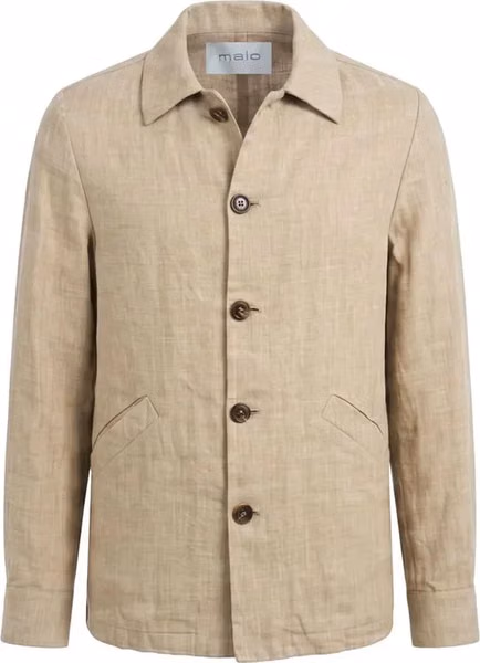 Beige Linen Men Jacket
