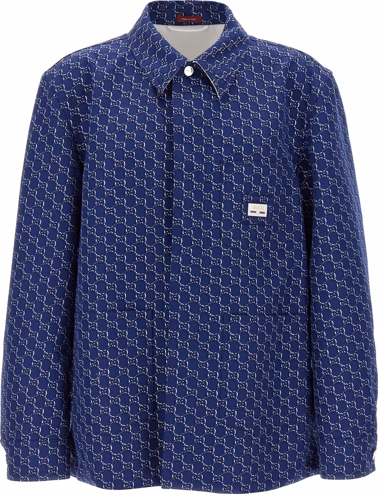 Blue Cotton Biker Jacket