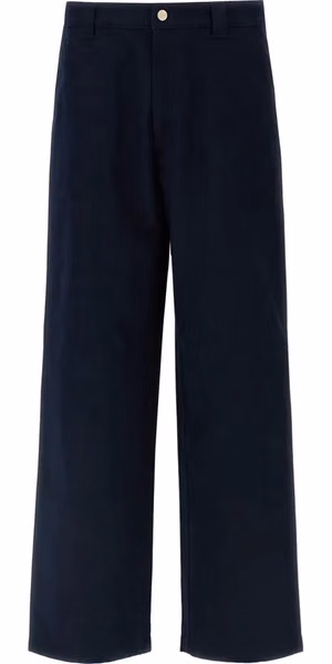 Blue Cotton Casual Pants