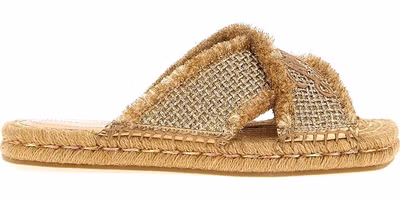 Gold Textile Slides
