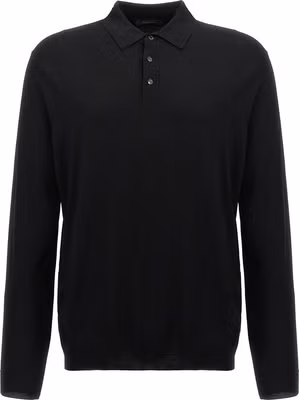 Black Virgin Wool Polo Shirt