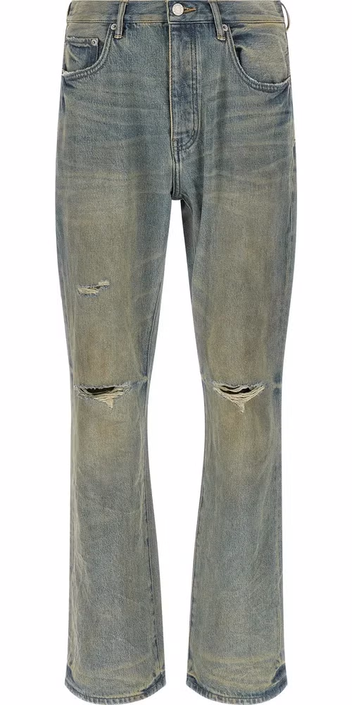 Blue Cotton Flared Jeans
