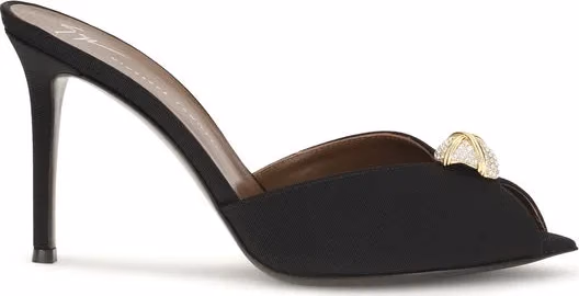 Black Calf Leather Bos Taurus Stiletto Heel Sandals