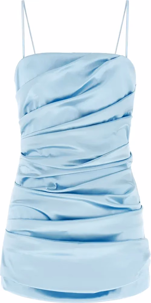 Blue Acetate Short Dress