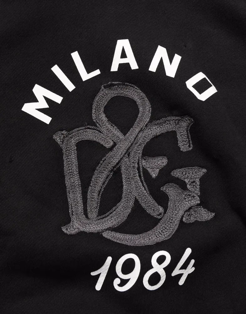 Black Cotton Milano1984 Print Hoodie Sweater