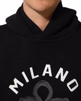 Black Cotton Milano1984 Print Hoodie Sweater 2