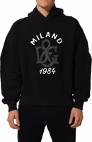 Black Cotton Milano1984 Print Hoodie Sweater 3