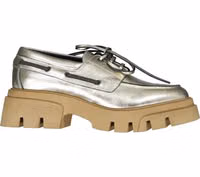 Gold Leather Platform Loafers 1