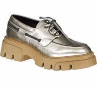 Gold Leather Platform Loafers 2