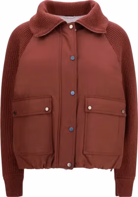 Bordeaux Polyester Full-Length Jacket