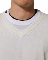 White Flax CrewNeck Layered Pullover Sweater 5