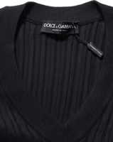 Black Silk Blend V-neck Pullover Men Sweater 1