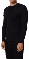 Black Silk Blend V-neck Pullover Men Sweater 4