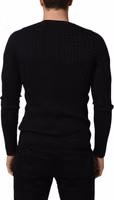 Black Silk Blend V-neck Pullover Men Sweater 5