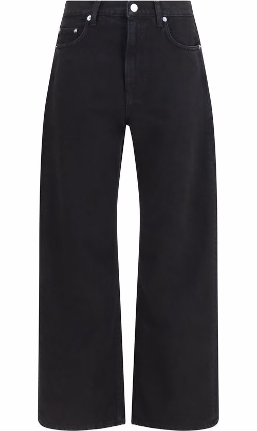 Black Cotton Straight-Leg Jeans