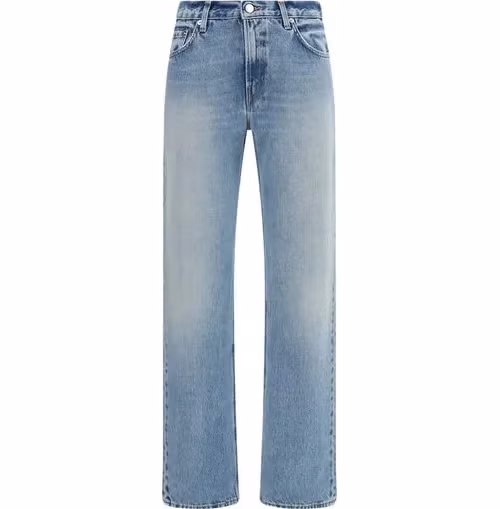 Blue Cotton Straight-Leg Jeans