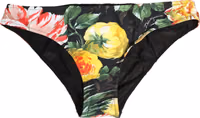 Black Nylon Floral Print Bikini Bottom Swimwear 1