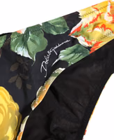 Black Nylon Floral Print Bikini Bottom Swimwear 2