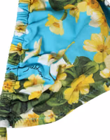 Blue Floral Print Nylon Halter Bikini Top Swimwear 3