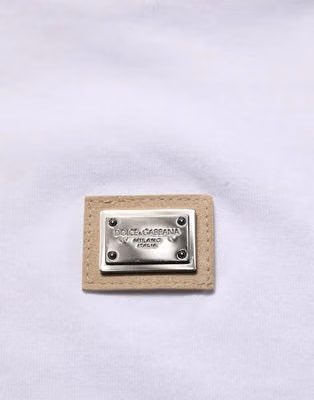 White Cotton Logo Plaque Crew Neck T-shirt