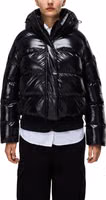 Black Recycled Polyester Full-Length Jacket 1